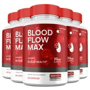 5 Pack Blood Flow Max Capsules, High Potency BloodFlow Pills, All Natural Formula for Men, Max+ Supplement, 5 Months Supply