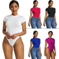 thumbnail image 1 of 5 Pack Body Suits for Womens Short Sleeve Round Neck Casual Stretchy Basic T Shirt Bodysuit Shirts - Style 3, 1 of 8