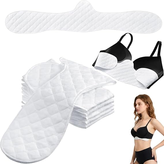 5 Pack Boob Bra Towel Breast Sweat Liners, Underboob Sweat Absorber Pads Reusable Cotton Bra Liners for Women