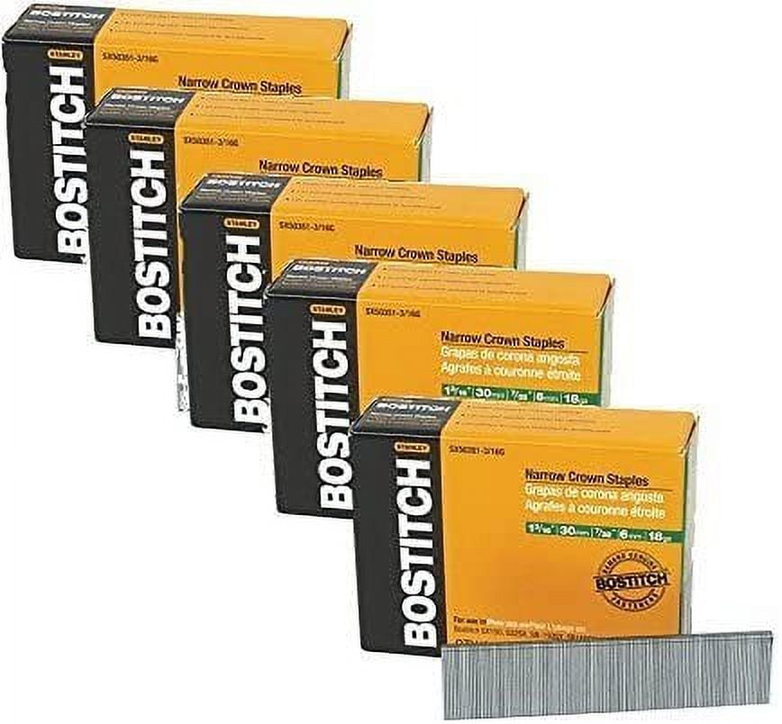 BOSTITCH SX50351 1-3/16" 18 Gauge Finish Staples | 7/32" Crown, 3,000 Count Per Box