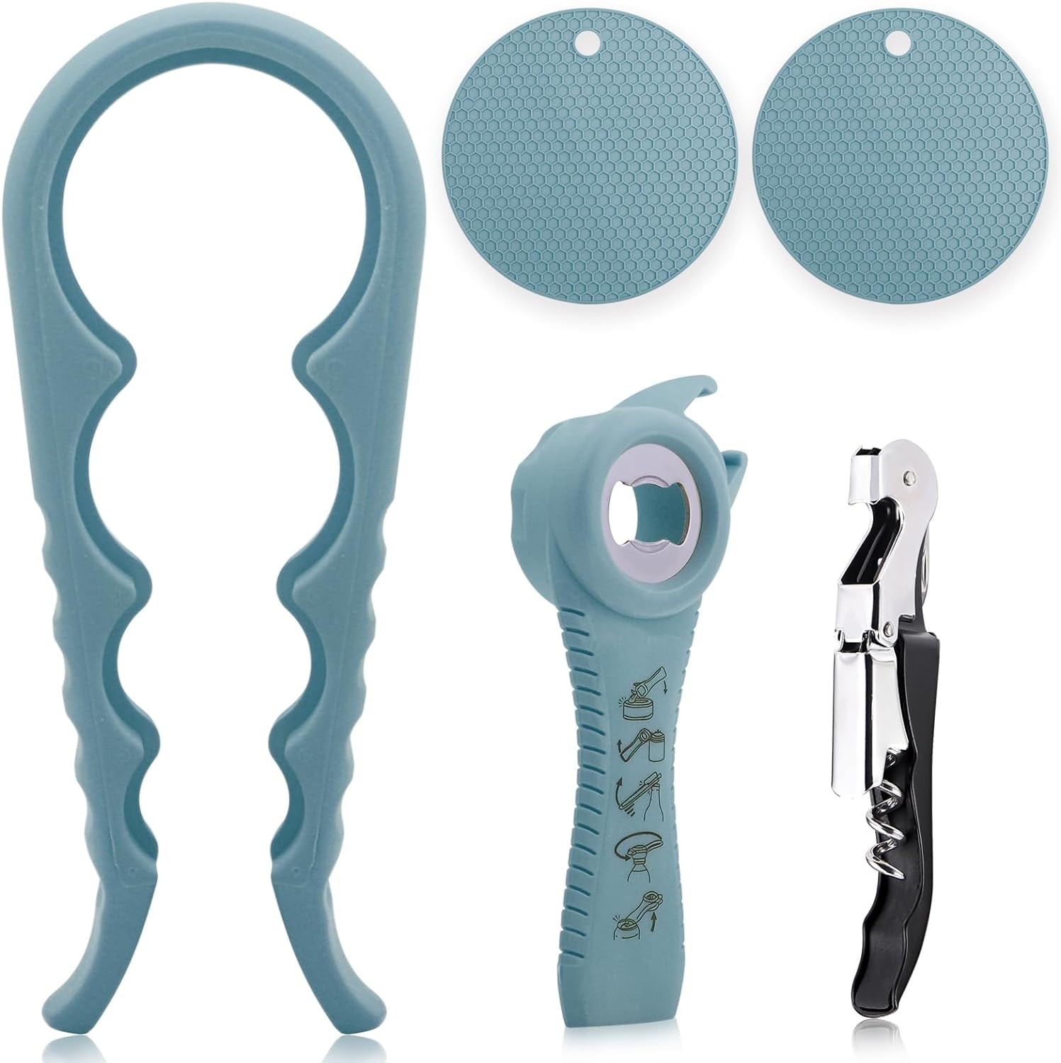 5 Pack Bottle Opener Jar Opener For Weak Hands, Arthritic Hands