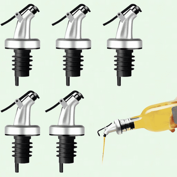 5-Pack Bottle Pourers for Spirits, Liquor, Oil, and Syrup - Durable and Leak-proof Pour Spouts