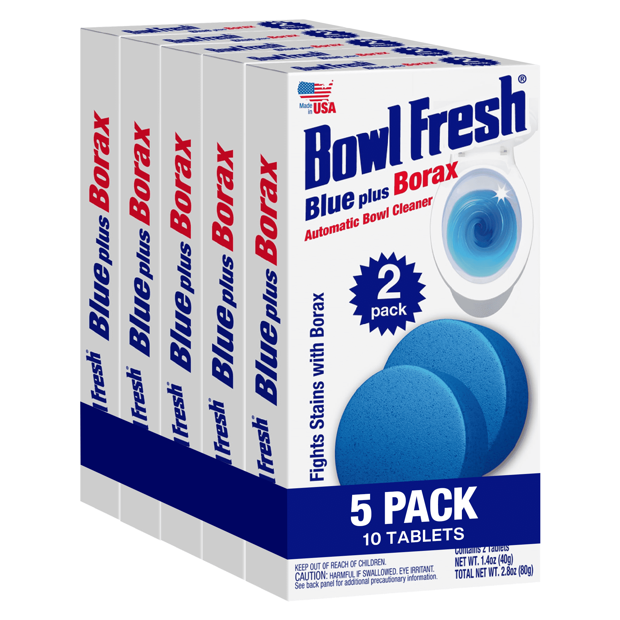(5 Pack) Bowl Fresh Automatic Toilet Bowl Cleaner and Freshener with Borax, 2 Ct