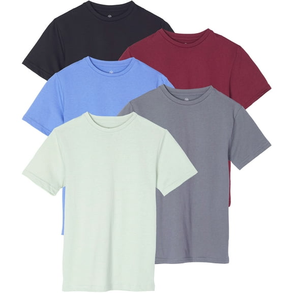 5 Pack: Boys' Cotton Short Sleeve Crew Neck T-Shirts Outdoor (Ages 4-18)