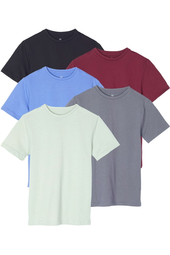 5 Pack: Boys' Cotton Short Sleeve Crew Neck T-Shirts Outdoor (Ages 4-18)