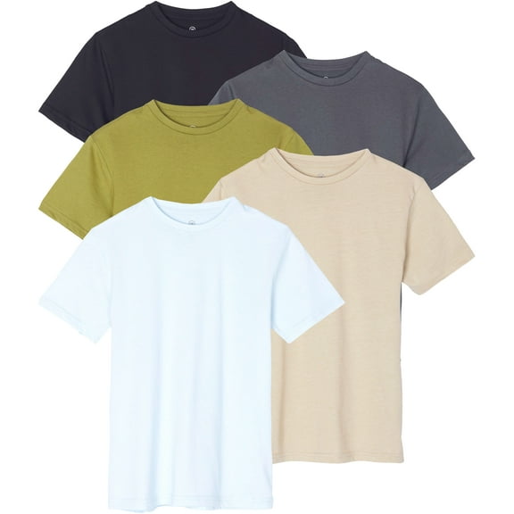 5 Pack: Boys' Cotton Short Sleeve Crew Neck T-Shirts Outdoor (Ages 4-18)