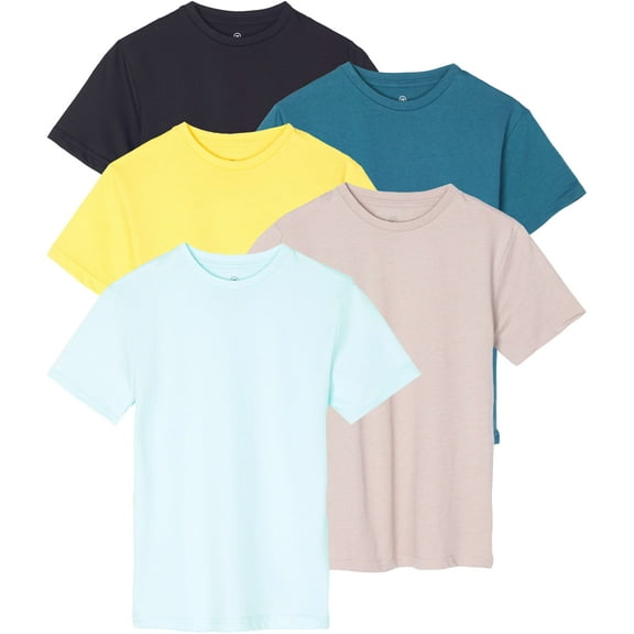 5 Pack: Boys' Cotton Short Sleeve Crew Neck T-Shirts Outdoor (Ages 4-18)