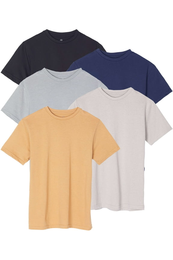 5 Pack: Boys' Cotton Short Sleeve Crew Neck T-Shirts Outdoor (Ages 4-18)