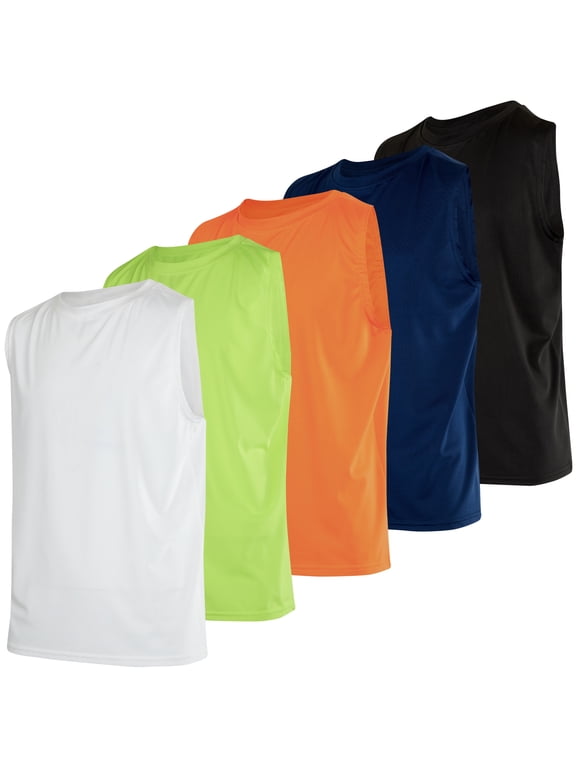 5 Pack: Boys Dry-Fit Active Athletic Performance Tank Top