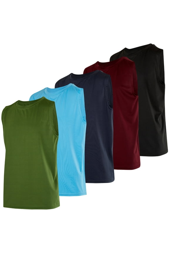 5 Pack: Boys Dry-Fit Active Athletic Performance Tank Top