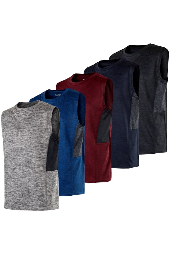 5 Pack: Boys Dry-Fit Active Athletic Performance Tank Top
