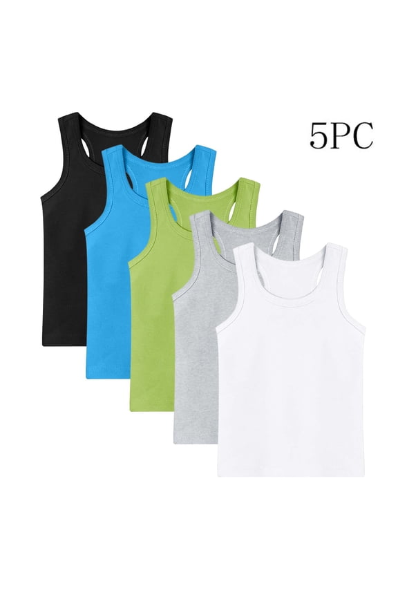 5 Pack Boys Girls Tank Tops Cotton Undershirts Sleeveless Crew Neck Kids Tank Tops for Toddlers Multicolor C 2 Years