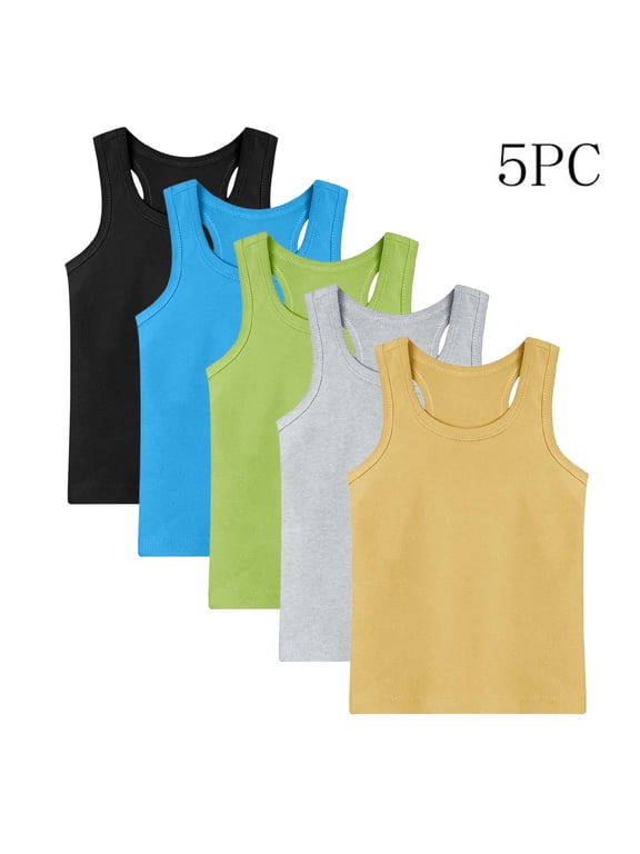 5 Pack Boys Girls Tank Tops Cotton Undershirts Sleeveless Crew Neck Kids Tank Tops for Toddlers Multicolor G 2 Years