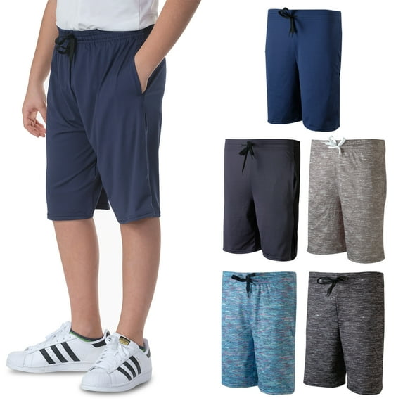 5 Pack: Boys Girls Youth Teen Printed Camo Dry-Fit Sport Active Athletic Shorts