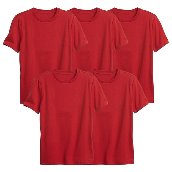 5-Pack Boys Short Sleeve Crew Neck Premium Soft Cotton Blend T Shirt (XS-2XL)
