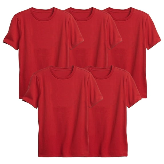 5-Pack Boys Short Sleeve Crew Neck Premium Soft Cotton Blend T Shirt (XS-2XL)