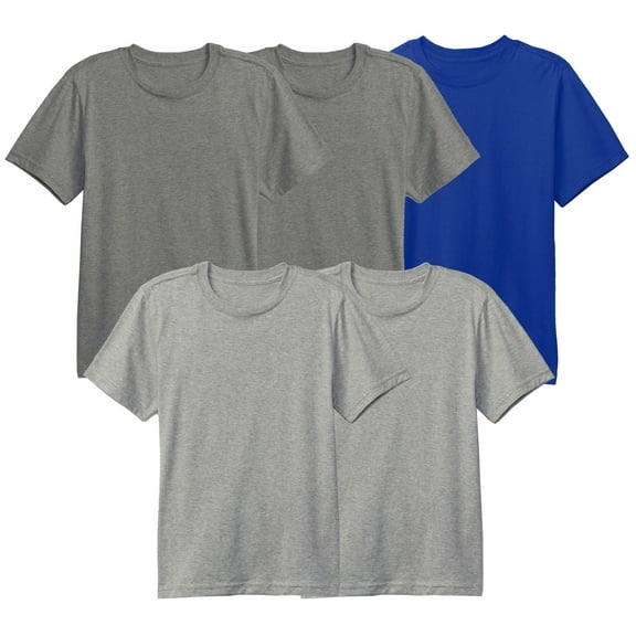 5-Pack Boys Short Sleeve Crew Neck Premium Soft Cotton Blend T Shirt (XS-2XL)
