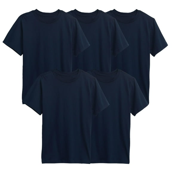 5-Pack Boys Short Sleeve Crew Neck Premium Soft Cotton Blend T Shirt (XS-2XL)