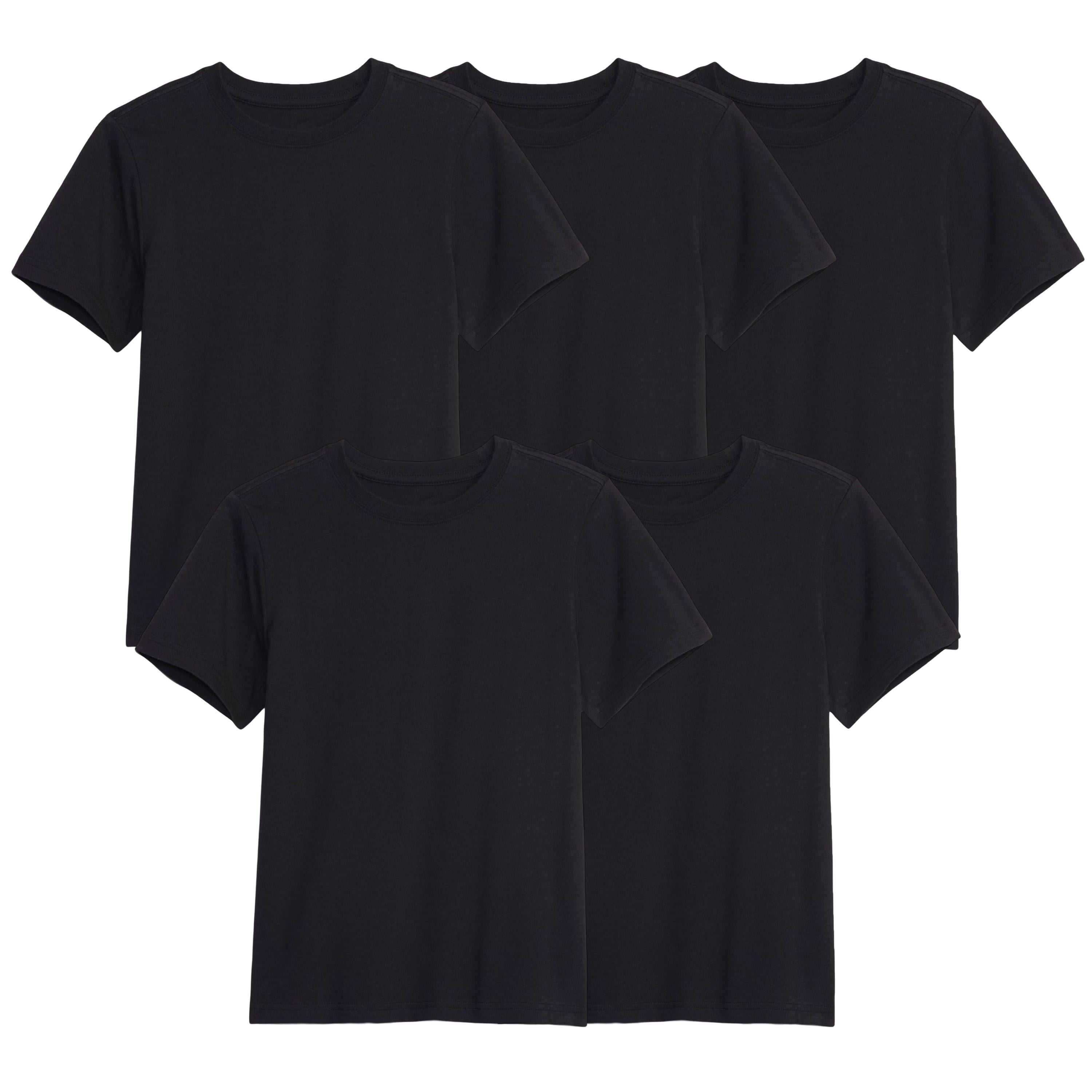 5-Pack Boys Short Sleeve Crew Neck Premium Soft Cotton Blend T