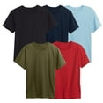 thumbnail image 1 of 5-Pack Boys Short Sleeve Crew Neck Premium Soft Cotton Blend T Shirt (XS-2XL), 1 of 4