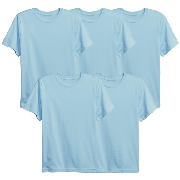 5-Pack Boys Short Sleeve Crew Neck Premium Soft Cotton Blend T Shirt (XS-2XL)
