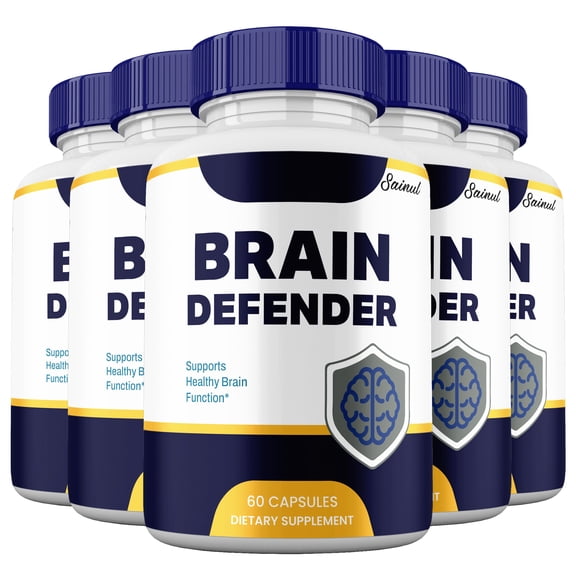 (5 Pack) Brain Defender Supplement, Brain and Cognitive Capsules, BrainDefender Pills Advanced Formula