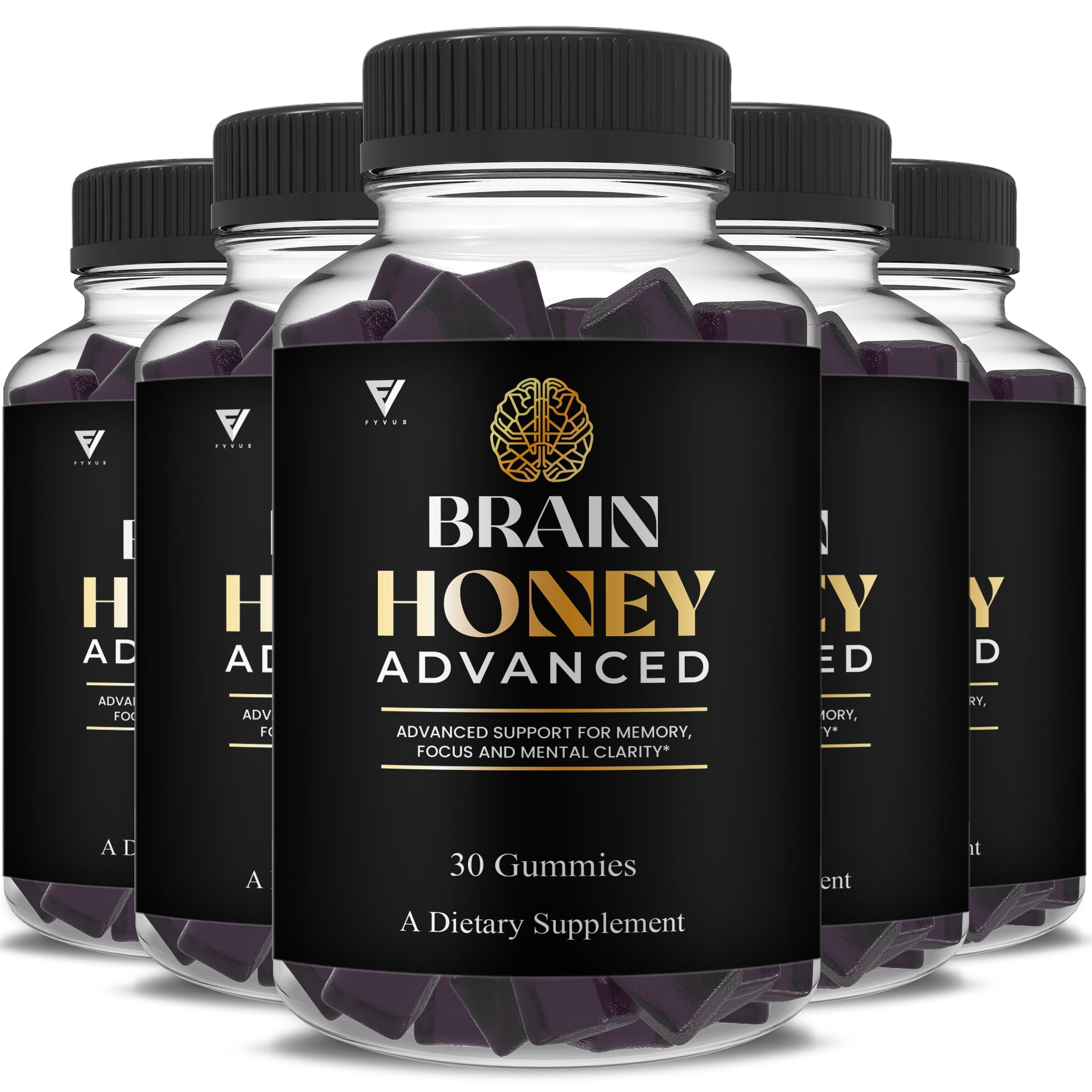 (5 Pack) Brain Honey Advanced With Manuka Honey, Brain Honey Gummy (150 Gummies)