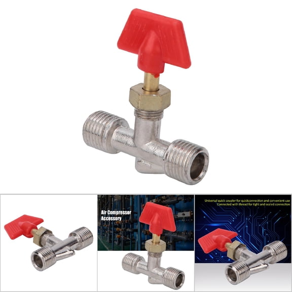 5-Pack Brass 1/4 Inch Needle Valve with Red Knob Float Ball Structure for Air Compressor and Pump 5 Pcs 4in Air Compressor