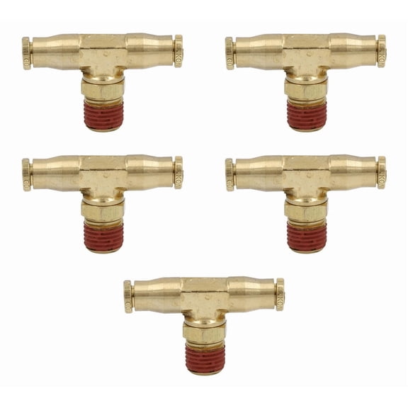 5 Pack Brass Air Brake Air Line PLC Male Branch Tee 1/2" Replaces OEM PC1472S-8-8, Parker 172PMT-8-6, 172PMT-8-8, Spicer 1872X8, Eaton 1872X8X8S