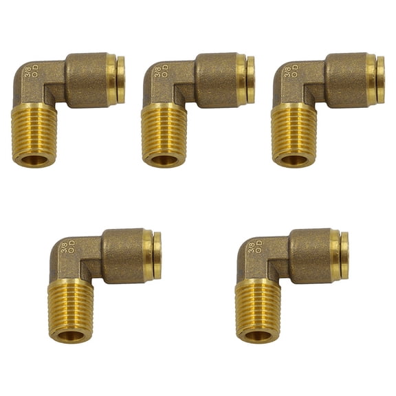 5 Pack Brass Air Brake Push-Lock 90 Male Elbow 1/2X3/8 NPT - Replace 1869X8X8 216310 177.13B158D 169PMTNS86 1065247 017964 016988 269PPDOT8D 690808 87030 96988 G311040808 S269PMTNS86