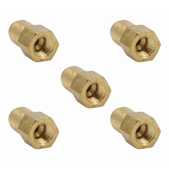 5 Pack Brass Air Brake Push-Lock Female Connector 3/8X3/8 NPT - Air Brake Connector Replaces 1866X8 246666 1866X6X6 1866P08 177.13B666C 13666C 024660606 31146018DOT 66PMT66 87048 91461