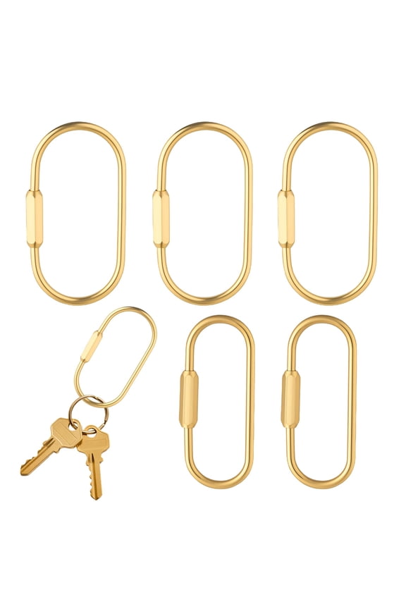 5-Pack Brass Key Ring - Gold Key Ring for Women's and Men's Handbags Pet Collar Clips Screw Lock Keychain