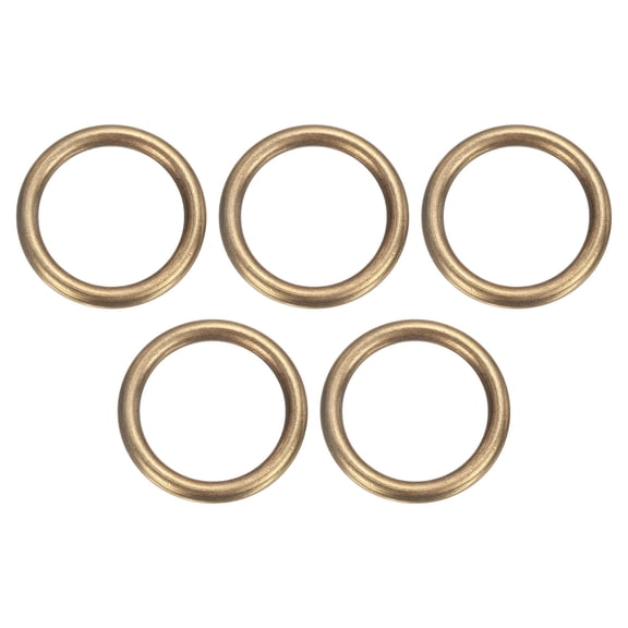 5 Pack Brass O Ring, 1.57" OD. 1.22" Thickness Brass Seamless Welded Circle Loop Round Ring Buckles, Bronze