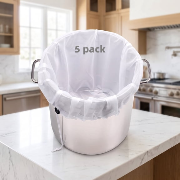 5 Pack Brew Bags Reusable, Extra Large 26"x22" Fine Mesh Strainer Bag for Home Brewing Hops Grains Wine Beer Making Drawstring Straining Brew in a Bag