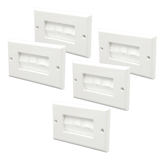 5 Pack Brush Wall Plate Cable Pass Through, Single Gang Decorator Wall Cover for Low Voltage Cables, Cable Management