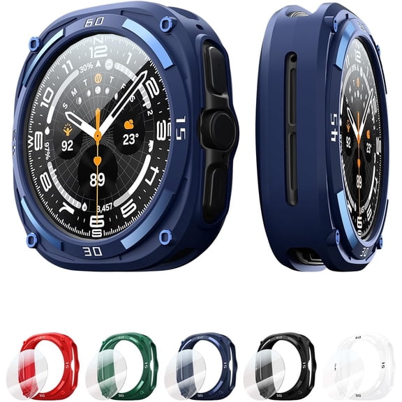5 Pack Bumper Cover, 3 Pack Tempered Film Compatible with Samsung Galaxy Watch Ultra Case 8/7 47mm TPU Soft Rugged for Galaxy Watch 8/7 Ultra Screen Protector