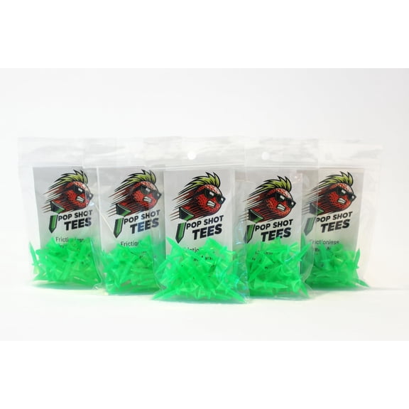 Pop Shot Tees Golf Tees Frictionless Breakaway Low Profile for Par 3 Holes and Iron Shots 5-Pack of 25 Tees for 125 Tees Total