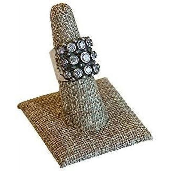 5-Pack Burlap Fabric, Single Finger 2"x2"x2.25"H Showcase Finger Ring Display Multi-Ring Jewelry Stand