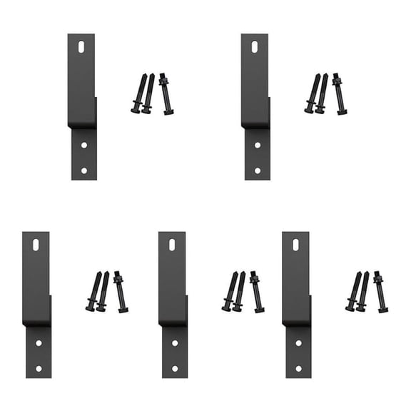 5 Pack Bypass Door Bracket, Wall-Mount Matte Black Steel Bracket for Sliding Barn Door Hardware by XLMD