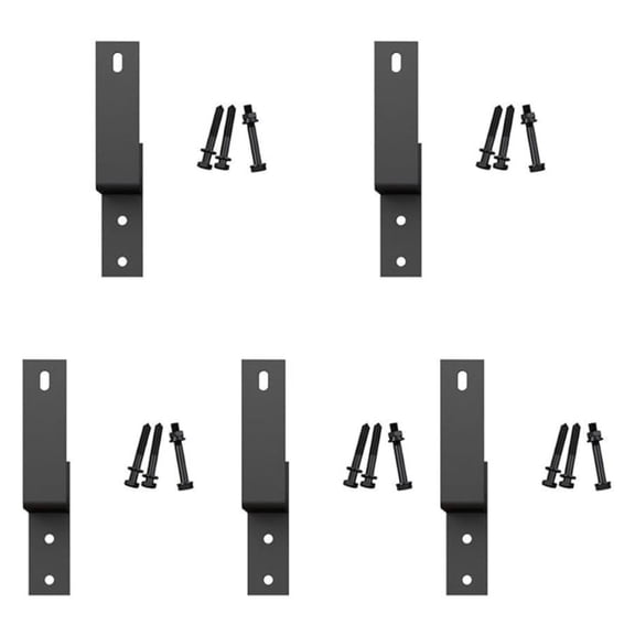 5 Pack Bypass Door Bracket, Wall-Mount Matte Black Steel Bracket for Sliding Barn Door