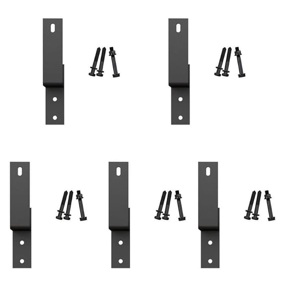 5 Pack Bypass Door Bracket, Wall-Mount Matte Black Steel Bracket for Sliding Barn Door