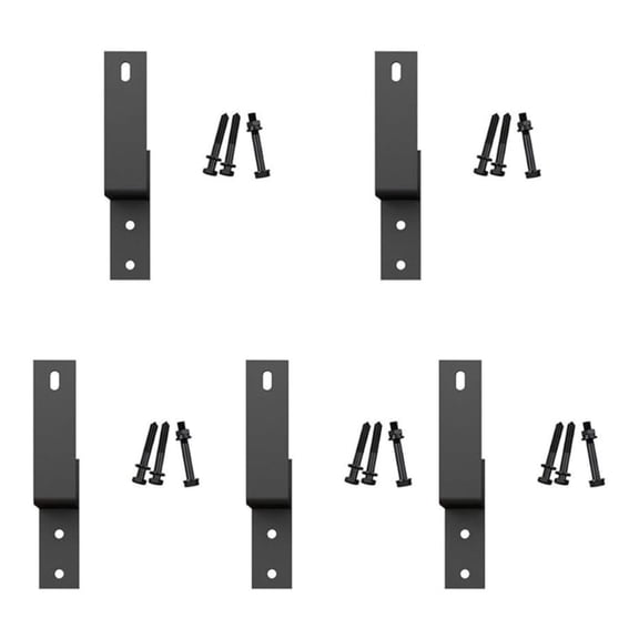 5 Pack Bypass Door Bracket, Wall-Mount Matte Black Steel Bracket for Sliding Barn Door