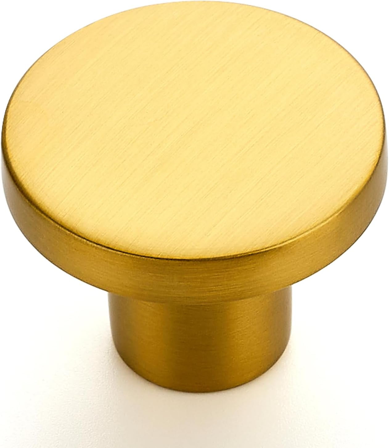 5-Pack Solid Brass Cabinet Knobs, Round Gold Knobs For Dresser Drawers, Brush
