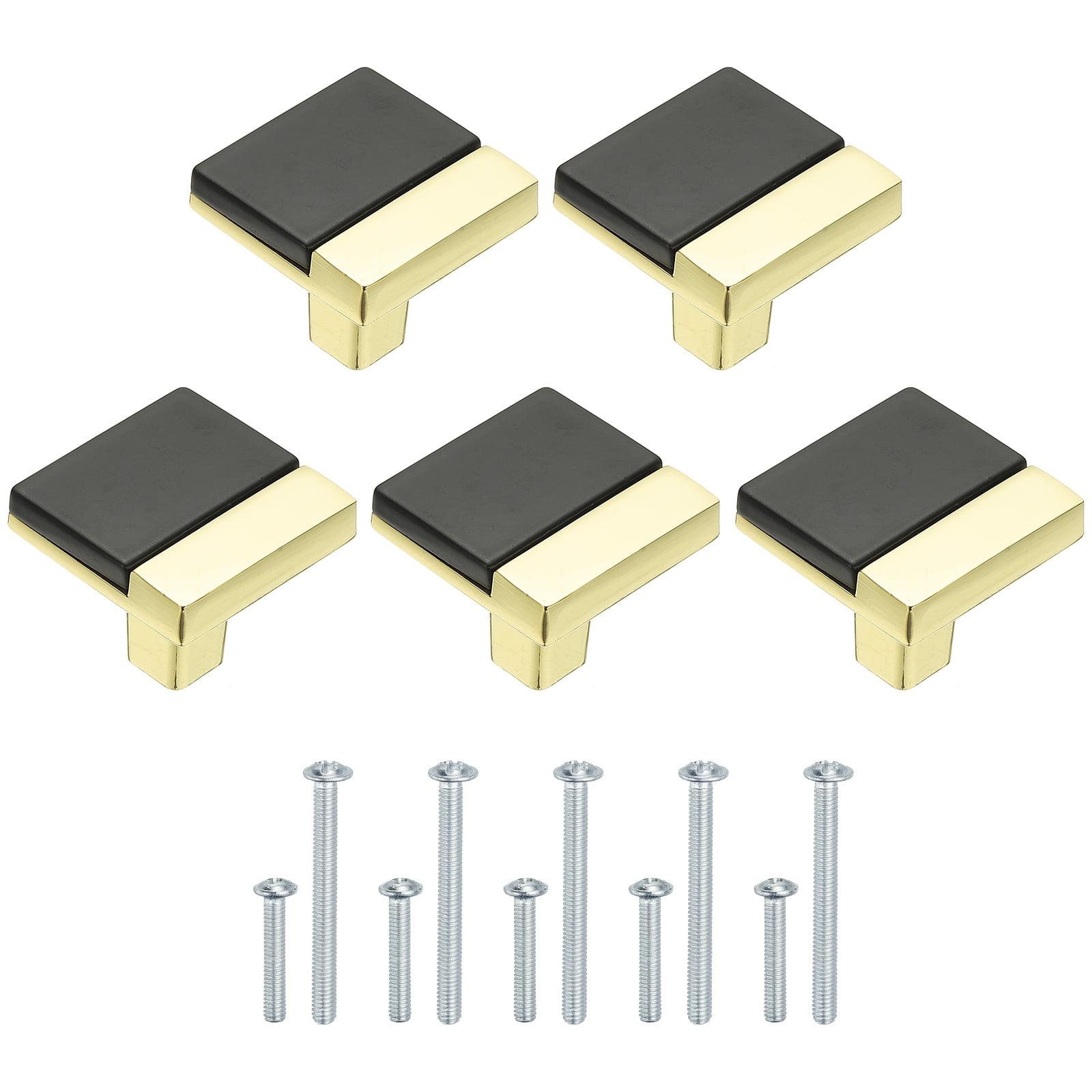 5 Pack Cabinet Knobs, Kitchen Cabinet Pulls Single Hole Dresser Handles and Drawer Pulls for Bedroom Dresser Black Gold