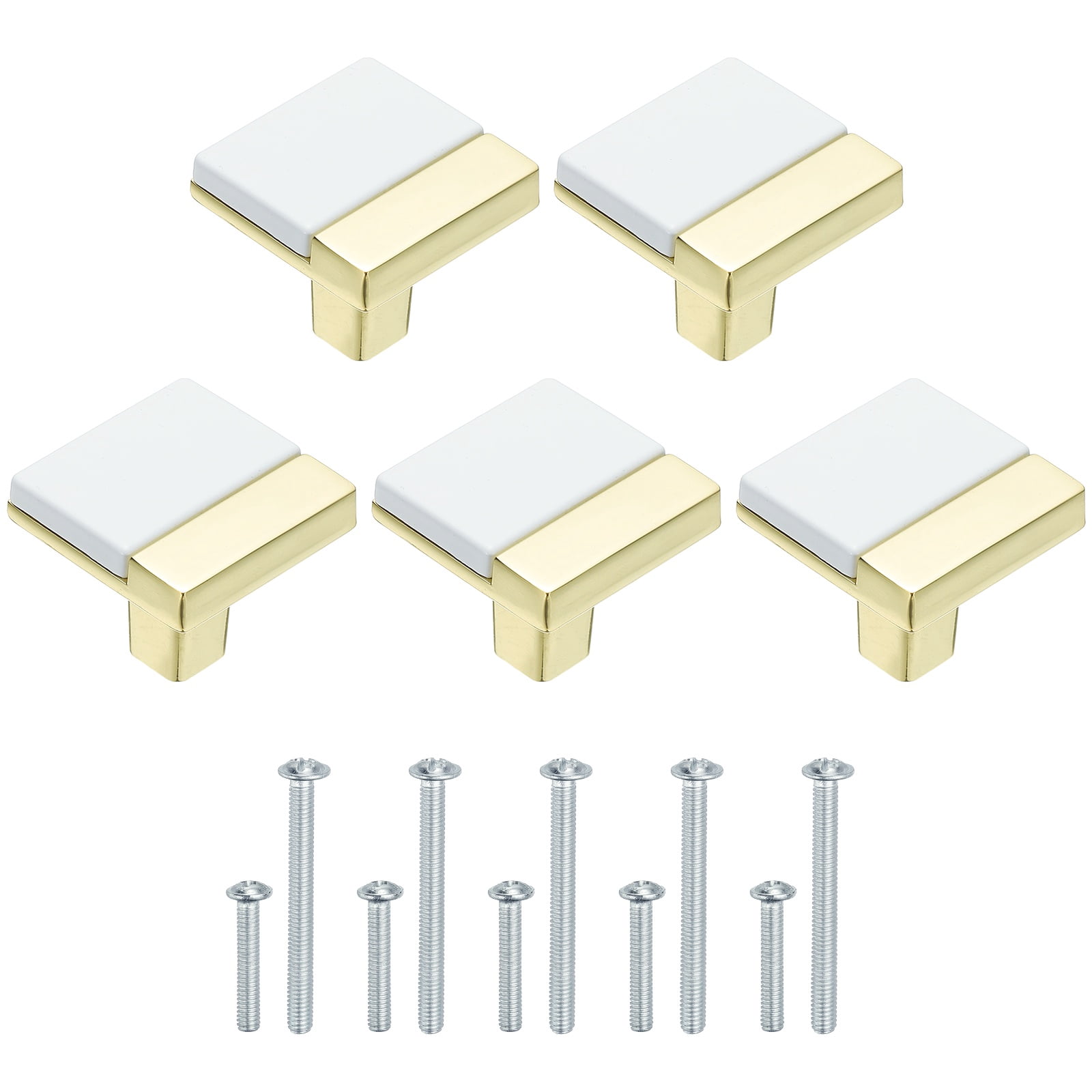 5 Pack Cabinet Knobs, Kitchen Cabinet Pulls Single Hole Dresser Handles and Drawer Pulls for Bedroom Dresser White Gold