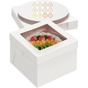 5 Pack Cake Boxes, 10x10x8 Inches Cake Box with Boards, White Bakery Boxes with Window, Disposable Cake Containers with Lids for Cookies, Wedding, Birthday, Party