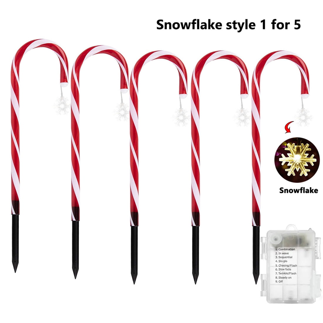 5 PackCandy Cane Outdoor Landscape Lights 18in Lighted Christmas Path