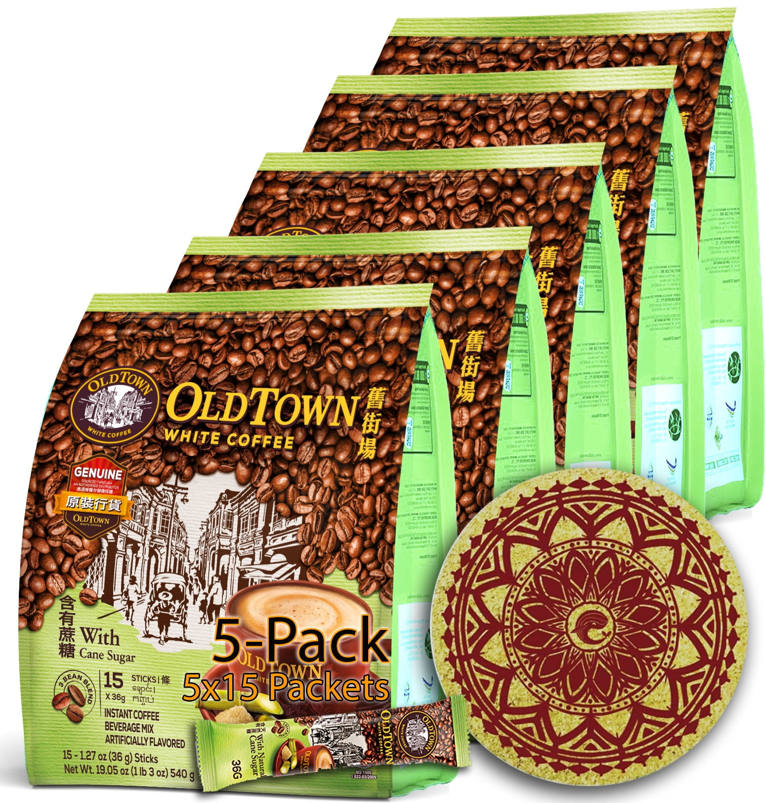 5-Pack - Less Sugar) OLD TOWN (3 in 1) Less Sugar White