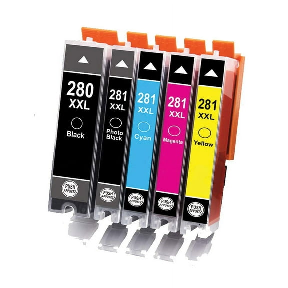 5 Pack: Canon PGI-280 XXL / CLI-281 XXL Compatible Cartridges / 1 each (Super High Yield Capacity)