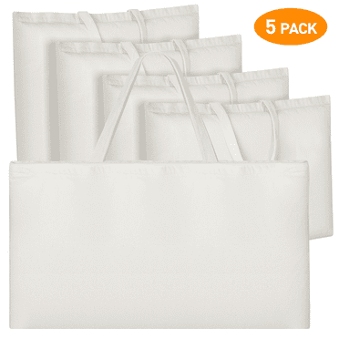 Natural Cotton Tote Bags with Zipper, 5-Pack 15"x21"– Lightweight 10oz Reusable Grocery Shopping Bags (Blank, Bulk, DIY)